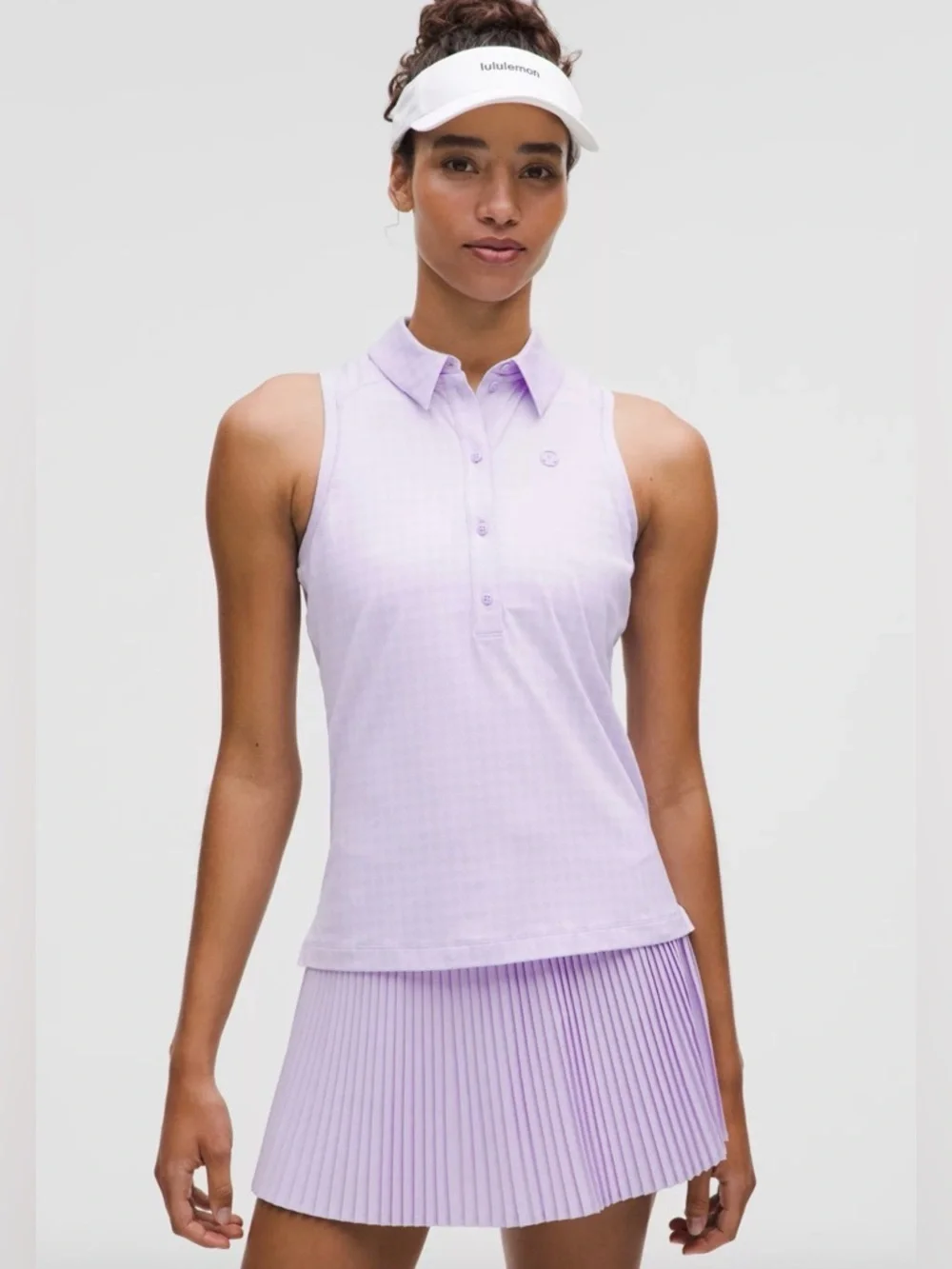 NWT LULULEMON Quick-Dry Sleeveless Polo Shirt Diamond Spot Lavender Size 14